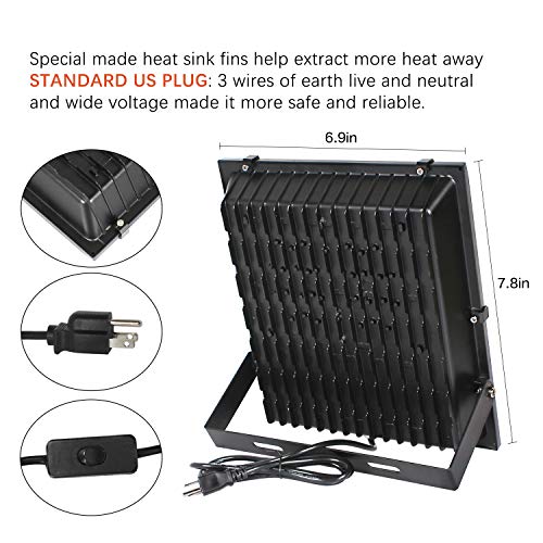 FAISHILAN 2 Pack 30W LED Flood Light, 150W Halogen Equiv Outdoor Work Lights, IP66 Waterproof with US-3 Plug & Switch, 4000Lm for Garage, Garden, Lawn and Yard - Thumbnail 2