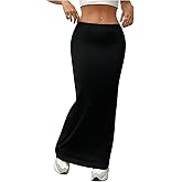 GORGLITTER Women's Trendy Bodycon Maxi Skirts Casual Boho Dressy High Waisted Elastic Waist Pencil Long Midi Skirts 2026