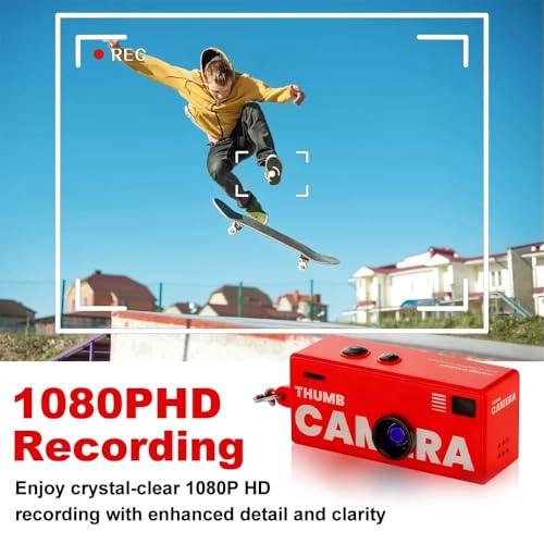 YOOJ® Mini Thumb Camera 0.96” Keychain Digital Camera, Retro Pocket Small Camera with 1080P HD Video, Built-in Flash, Travel & Vlogging Camera (Off White)