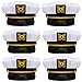 Bottles N Bags Bulk sailor hats (6 Pack) Captain Hat Costume Hat Sailor Halloween Costume Accessory, Family Cruise Accessory for Men, Women, Teens, Kids ● Black & White Yacht Hat Set for Parties