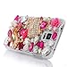 S5 Case,Samsung Galaxy S5 Case - Mavis's Diary 3D Handmade Bling Crystal Fashion Cute Little High Heels and Bag with Shiny Pink Diamond Pearl Flower Hard Cover White Case for Samsung Galaxy S5 SM-G901