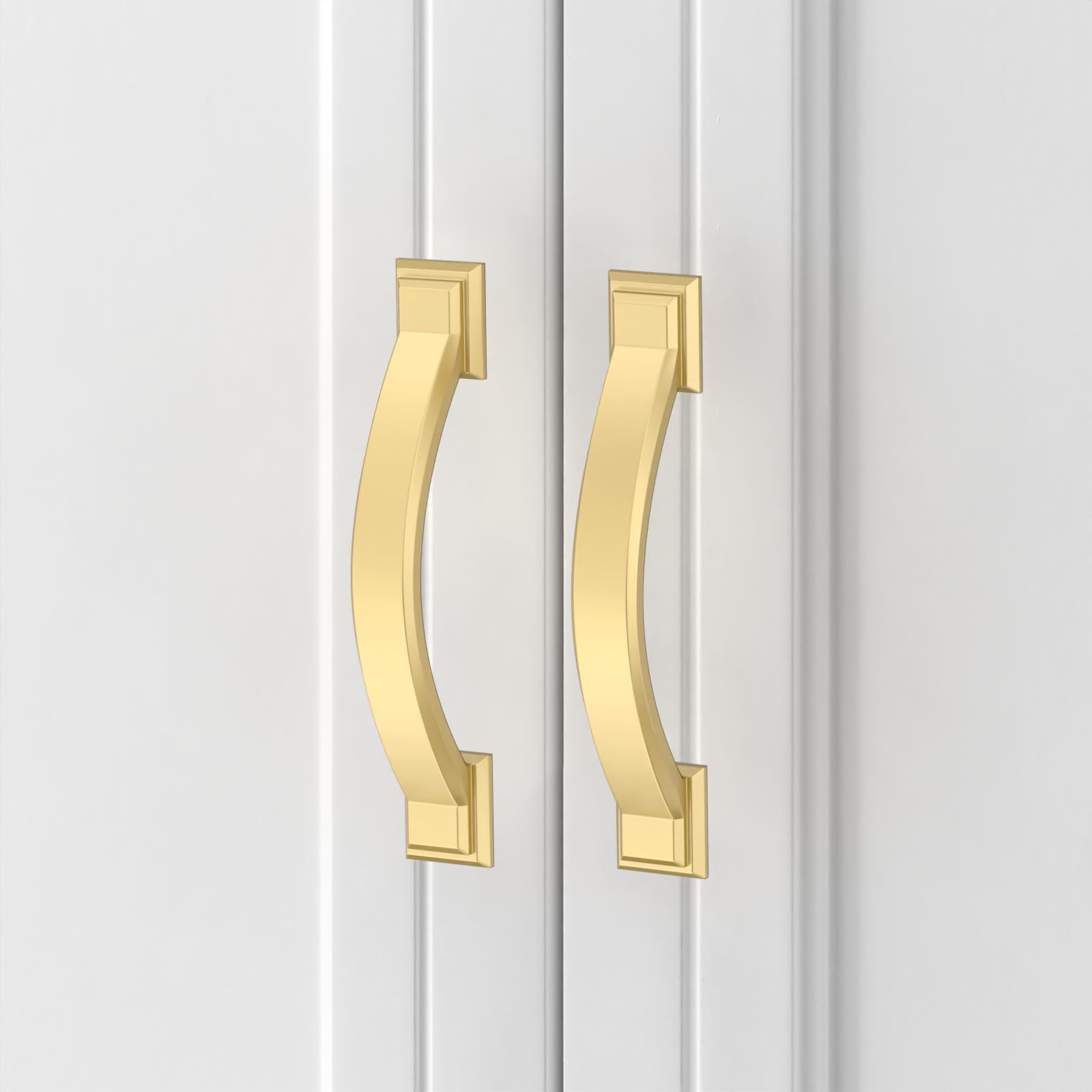 Asidrama 10 Pack 3 Inch(76mm) Brushed Gold Champagne Kitchen Cabinet Handles, Cabinet Pulls Kitchen Cabinet Hardware for Cupboard Drawer Pulls Image