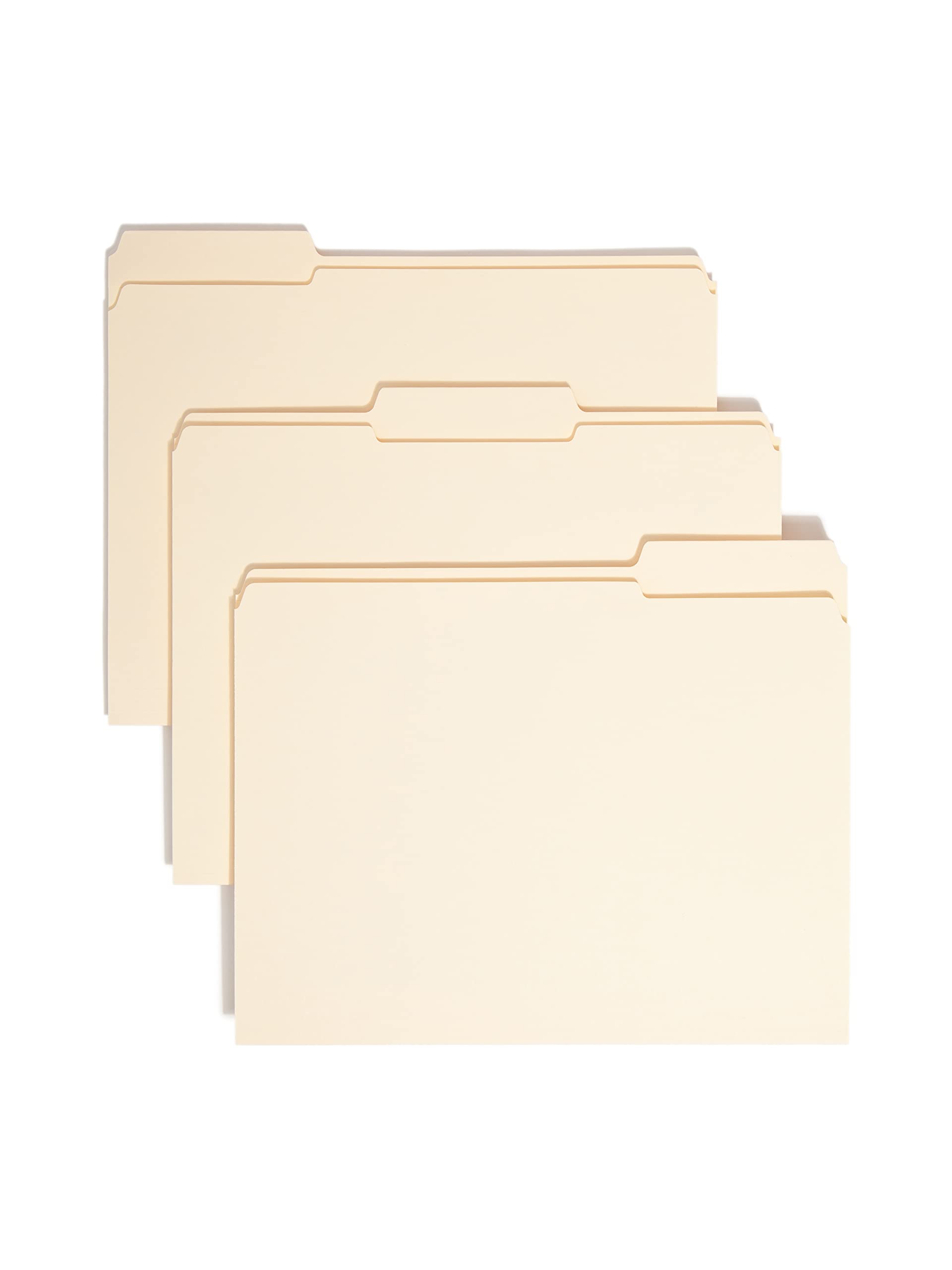 Smead 10334 File Folders, 1/3 Cut Assorted, Reinforced Top Tab, Letter, Manila (Box of 100)