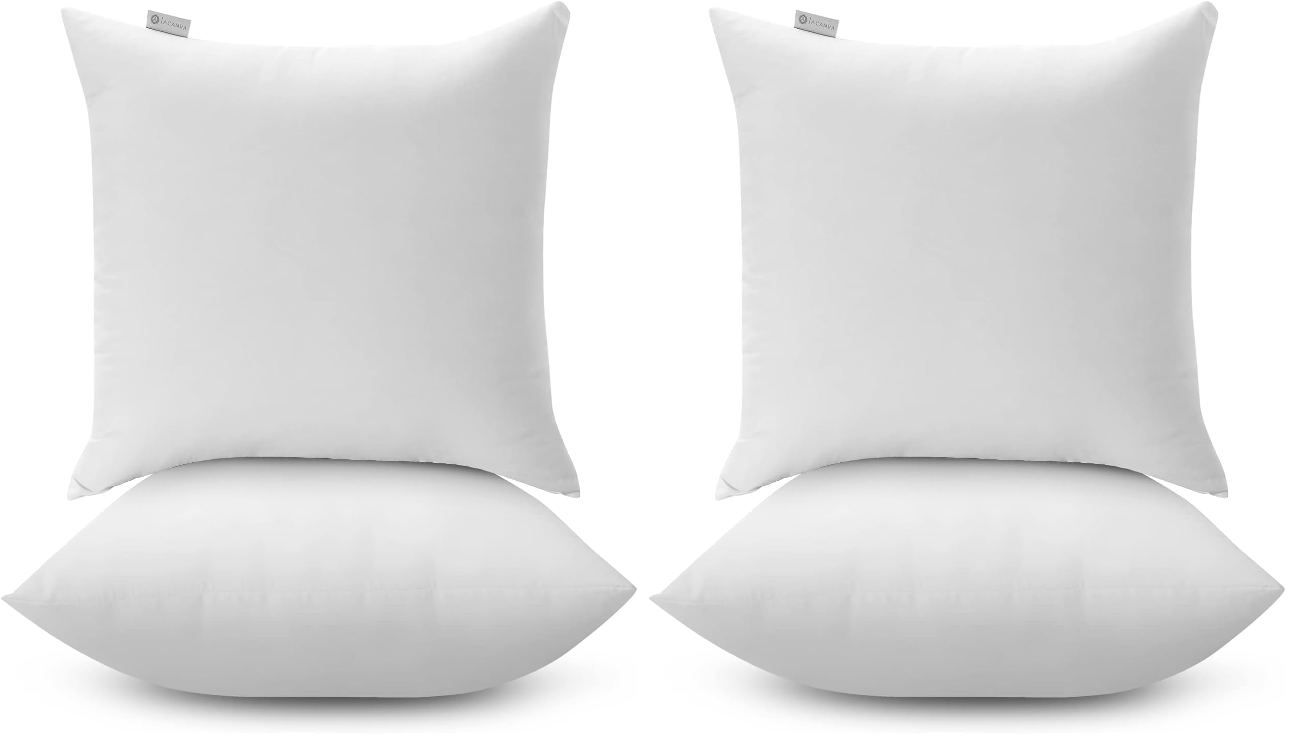 Acanva Throw Pillow Inserts for Bed Couch Sofa, Ultra Soft Polyester Filling for Decorative Cushion Square Sham Form, 2 Count (Pack of 2), White Image