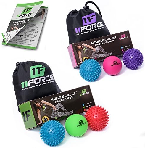 11FORCE Massage Ball Roller Set or Single, Lacrosse & Spiky Balls, Physical Therapy Equipment Best for Plantar Fasciitis, Myofascial Release, Acupressure, Fibromyalgia, Foot Trigger Points,FREE EBOOK