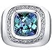 PEORA Men's Simulated Alexandrite Signet Ring 925 Sterling Silver, Color-Changing Large 7 Carats Cushion Cut 11mm, Sizes 8 to 13