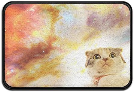 PopKindom Bath Mat Kitten Cat Galaxy Nebula Space Star Universe Zen Cosmos Art Doormats Entrance Mat Floor Rug Indoor/Outdoor/Front Door/Bathroom Mats Rubber Non Slip,23.6"x15.7"