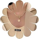 Yheakne Punk Layered Toggle Necklace Choker Gold Paperclip Chain Necklace Toggle Bar Clasp Necklace Vintage Coin Disc Pendant Necklace Chain Jewelry for Women Gift