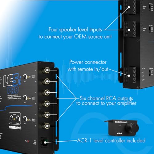 AudioControl LC5iPRO 5-Channel Line Out Converter with AccuBASS, Superior Sound Quality Audio with Seamless Integration, ACR-1 Dash Remote Included