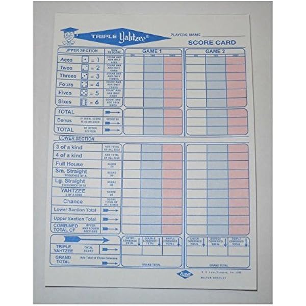 amazon com 50 triple yahtzee score sheets cards toys games