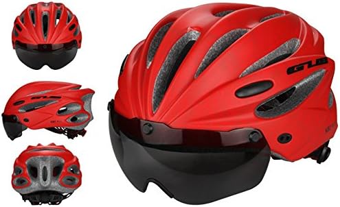 ILUCI GUB K80 Quality Airflow Bike Cycling Helmet with Detachable Visor - Padded &amp; Adjustable - For Adult Men &amp; Women and Teen Boys &amp; Girls Cycling Helmet for Road, Urban or Mountain Biking (Red)