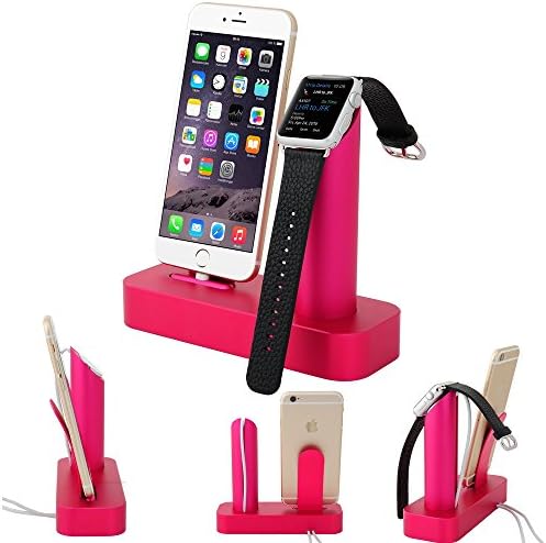 Taotree Apple Watch Stand &amp; Iphone Stand, 2 in 1 Aluminum Desk Charging Station, Apple Watch Charging Stand Cradle Holder Dock for Iwatch 38mm/42mm, Premium Charging Stand for Iphone (Red)