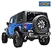 E-Autogrilles Rear Bumper with Tire Carrier and 2 Square 12W LED Lights for 07-17 Jeep Wrangler JK
