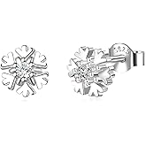 Small Snowflake Earrings Small Snowflake Necklace 925 Sterling Silver Hypoallergenic CZ Winter Party Chrismas Jewelry Gifts for Women