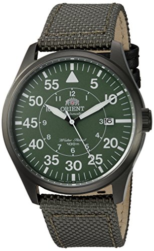 Orient Men s  Flight  Japanese Stainless Steel and Nylon Automatic Watch, Color:Green (Model: FER2A007F0)