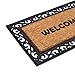 BirdRock Home Classic Welcome Brush Coir Doormat with Black Rubber Scroll Border, 18 x 30 Inch - Modern Design