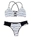Cupshe Fashion Women's Lace Up Stripe Strappy Bikini Set