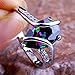 Emsione 925 Sterling Silver Plated Created Tear Drop Rainbow Topaz Womens Ring
