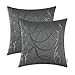 CaliTime Cushion Covers Cushion Cover Pack of 2 Bowls for Couch Sofa Home Decoration Modern Shiny and Matt Contrast Circles Rings Geometric 45 cm x 45 cm Grey