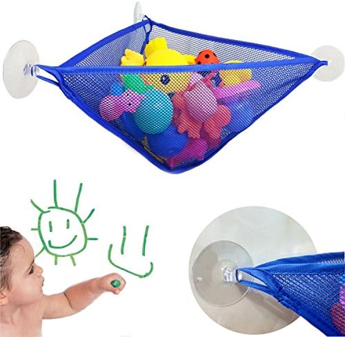 HiFans Bath Toy Organizer Corner Shower Caddy Bag with 3 Strong Suction Cups, Kids Bath Toy Storage Net - Cultivate Your Child's Grooming Habits