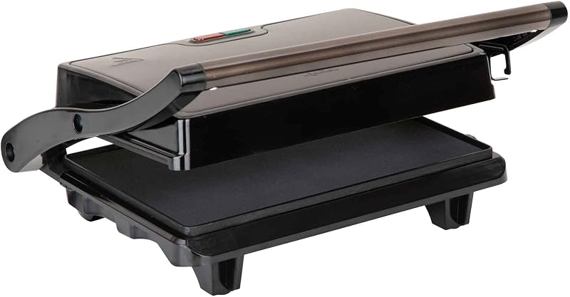 JEGR1106 Grelha Elétrica 750 W, Placas antiaderentes lisas de 22,5 x 14,6 cm, Cozinha todos os tipos de alimentos, tampa superior inclinável, abertura de 180°