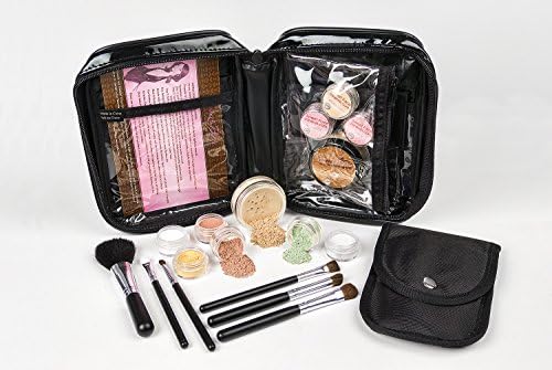 15 pc STARTER KIT w/BRUSHES & CASE (BEIGE) Mineral Makeup Foundation Blush Bronzer Illuminating Veil Set Bare Skin Matte Powder