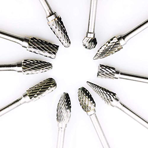 Carbide Burrs Set 10Pcs, Tungsten Carbide Burr Drill Bit Rotary Double