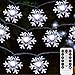 Homeleo 50 Led Cold White Snowflake LED Fairy Lights with Remote Control, Battery Powered Snowflake Shaped LED String Lights for Christmas Outdoor, Party, Wedding, New Year, Garden Décor