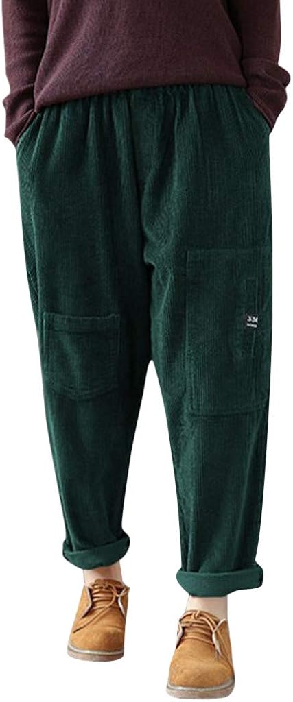 Mahaza Femmes Pantalon Multi Poches En Velours Cotele Pantalon Large Taille Elastique Pantalons Vetements Eng Bouldermicrofinance Org