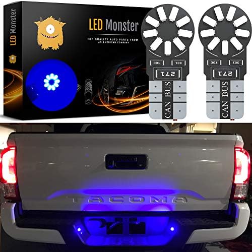 LED Monster 2-Pack Blue 18-SMD LED Light Bulb for Turn Signal License Plate Interior Map Dome Side Marker Light 194 168 2825 175 192 W5W T10 Wedge Super Bright High Power 3015
