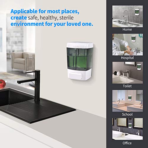 SVAVO Soap Dispenser Wall Mount 23.7oz / 700ml, Refillable Commercial Soap Dispenser, Wall Mounted Liquid Soap Dispensers for Bathroom, Kitchen, Restaurant, Body Wash, ABS Plastic