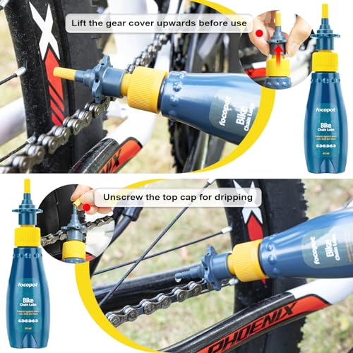 focopot Bike Chain Cleaner Kit Including Cleaning Brush Tool,Bicycle Chain Lube,Cleaning Agent and Scrubber for Cleaning Mountain/MT/Road/BMX Bike