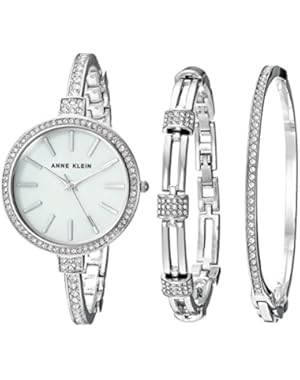 Women's AK/2847SVST Swarovski Crystal Accented Silver-Tone Watch and Bangle Set