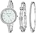 Anne Klein Women's AK/2847SVST Swarovski Crystal Accented Silver-Tone Watch and Bangle Set