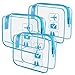 Lermende 2pcs Clear Toiletry Bag TSA Approved Travel Bag,Carry On for Travel,Airport Airline Accessories Compliant Bag,Quart Sized Makeup Cosmetic bag Women Men (Blue, 3 Pack)