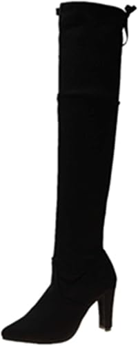 Amazon Aproom 2way シンプル ニーハイブーツ 美脚 ロングブーツ 大きいサイズ 秋冬用 無地 太ヒール ジョッキーブーツ 小さいサイズ 膝上 ロング丈 レディースブーツ 9cmヒール チャンキーヒール ハイヒール 黒 滑り止め シンプル ブーツ ブーティ