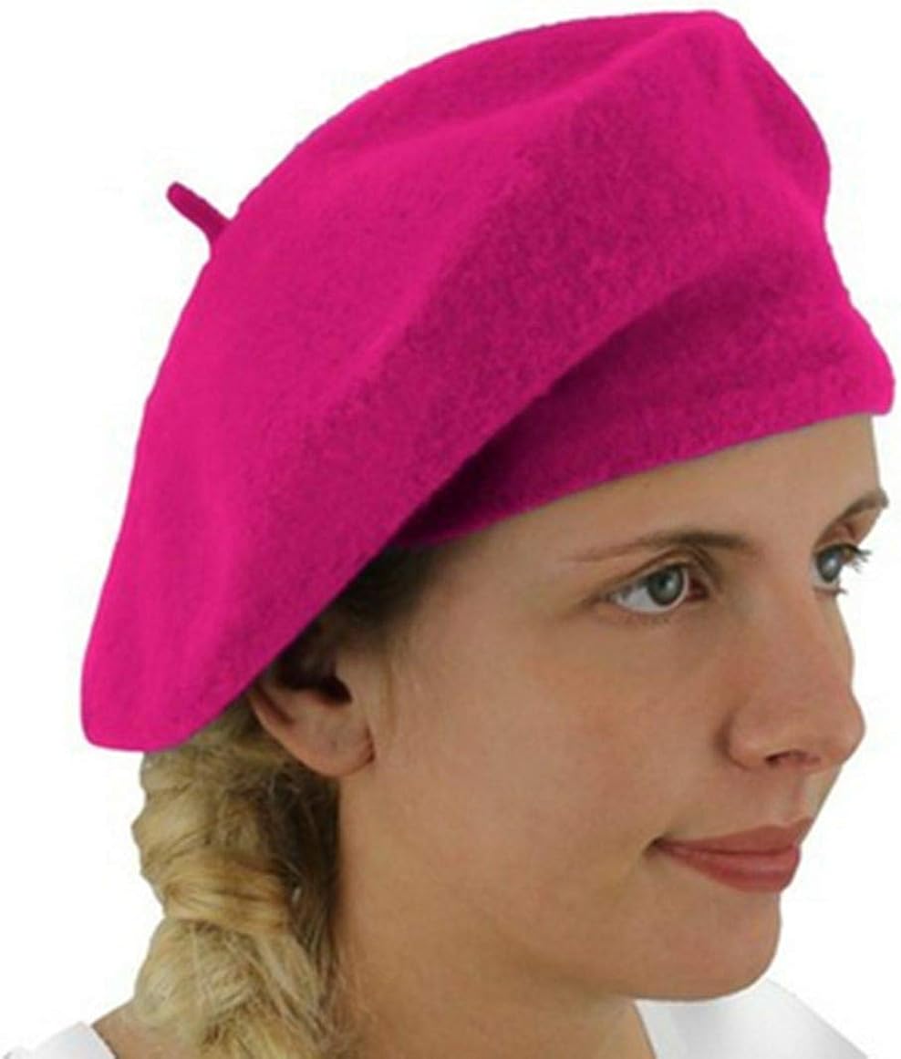 Unisex Beret Hat French Fashion Fuchsia Bennie Womens Men Hat Cap