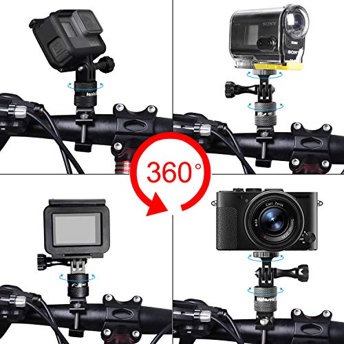 2in1 Aluminum Alloy Action Camera Bike Handlebar Mount Kit Motion Sports Camcorder BMX Motorcycle Bicycle Seatpost Pole Clamp Holder Compatible with GoPro Sony DJI OSMO Action DBPOWER Akaso Apeman YI