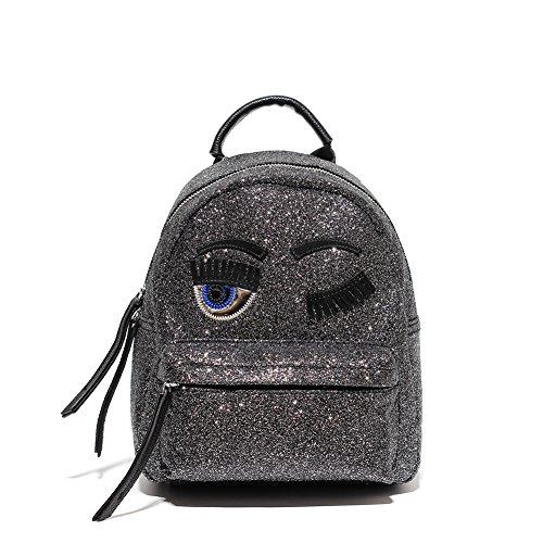 CMK Trendy Kids Glitter Eyes Mini Backpack Purse for Little Girls Kids Shoulder Handbag (80010_Glitter Black)