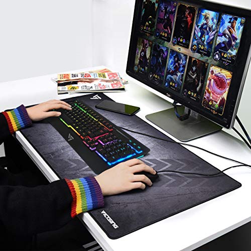 VicTsing Gaming Mouse Pad with Super Large Size (31.5×15.75×0.12 inch), Ultra Thick Extended Computer Keyboard Mouse Mat with Non-Slip Rubber Base, Water-Resistant, Durable Stitched Edges, Dark Grey