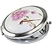 KOLIGHT New Vintage Chinese Landscape Flower Bird Double Sides (One is Normal,Another is Magnifying)Portable Foldable Pocket Metal Makeup Compact Mirror Woman Cosmetic Mirror (Flower+Red Bird)