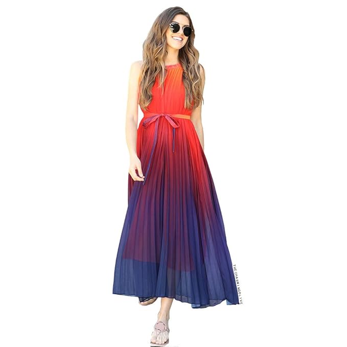 splendor of the sunset gradient pleated maxi dress