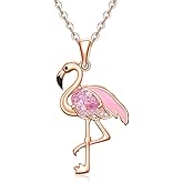 LOVGIFSET Flamingo Necklace for Women Sterling Silver Pink flamingo Necklaces Bird Flamingos Gifts for Women Bird Pendant Mother's Day Christmas Gifts