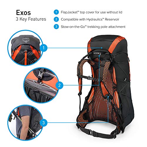 What Are the Backpacking Big Three Example Osprey Packs Exos 48 Backpacking Pack, Blaze Black, Large