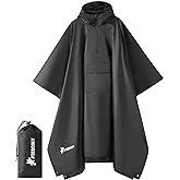 PTEROMY Hooded Rain Poncho for Adult with Pocket, Waterproof Lightweight Unisex Raincoat for Hiking Camping Emergency