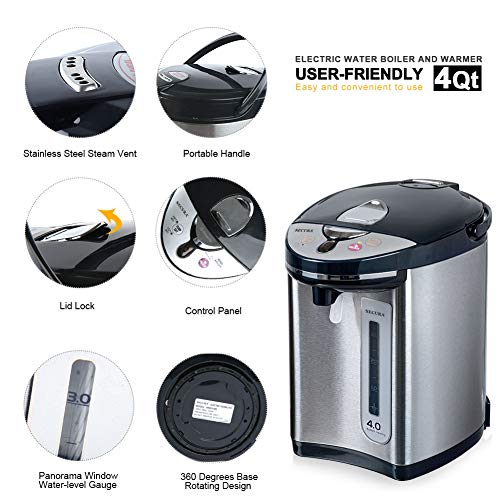 Secura Stainless Steel Water Boiler and Warmer w/Night light | Electric Kettle Water Heater, Tea Pot w/Auto Shut-Off Protection, 4-Quart (2-Year Warranty) - Thumbnail 2