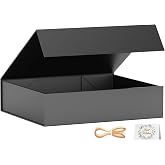 PSHVYM Gift Box 11.5x7.8x3 In, Black Gift Boxes with Lids for Presents | Collapsible Magnetic Gift Box for Shirts, Clothes, Clothing, Groomsmen,Christmas,Birthday,Graduation, Contains Ribbon, Card