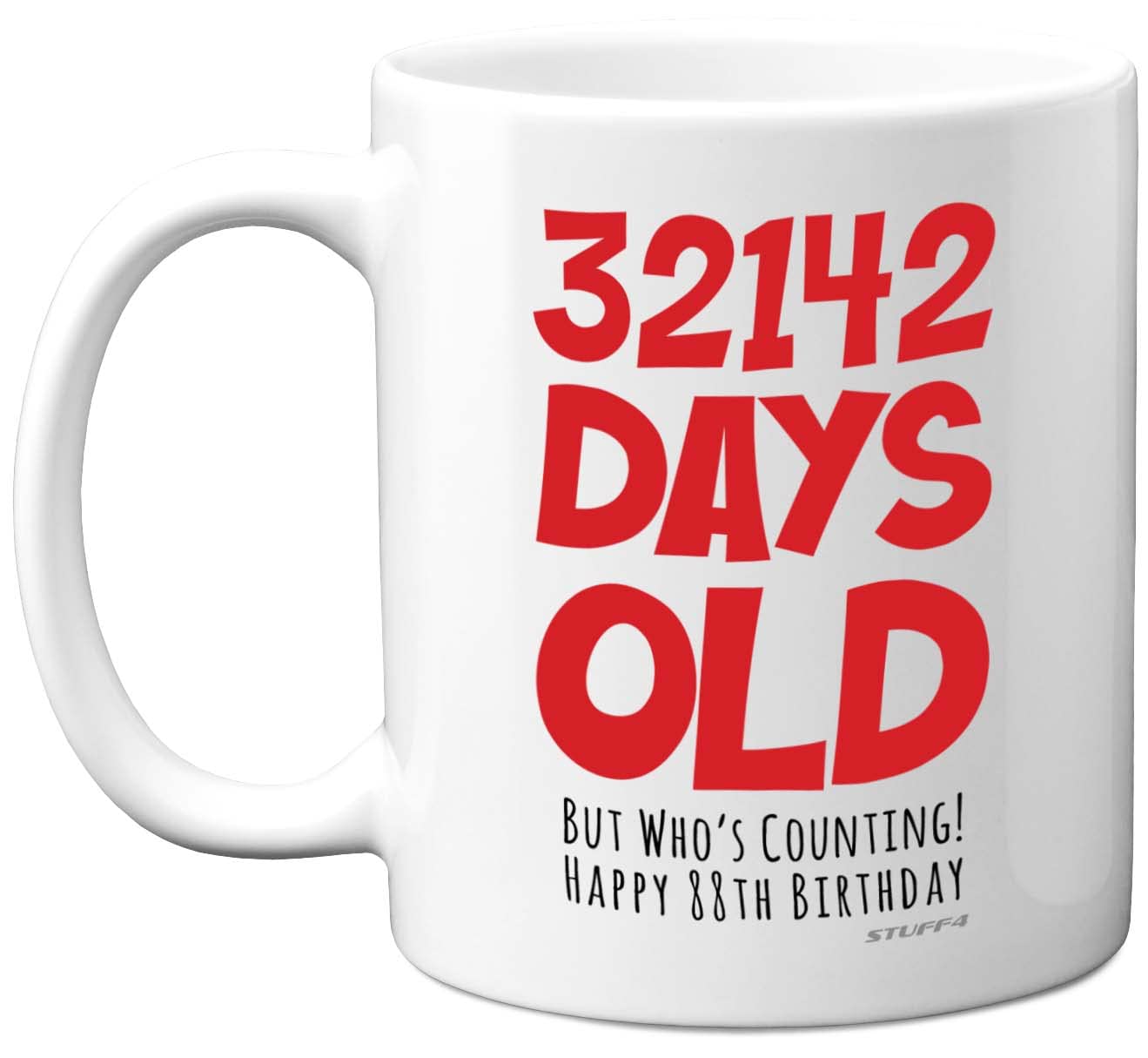 88th Birthday Mug Gift for Men Women Him Her - 32142 Days Old - Funny Adult Eighty-Eight Eighty-Eighth Happy Birthday Present for Dad Mum Grandma Nan Great Grandad, 11oz Ceramic Dishwasher Safe Mugs