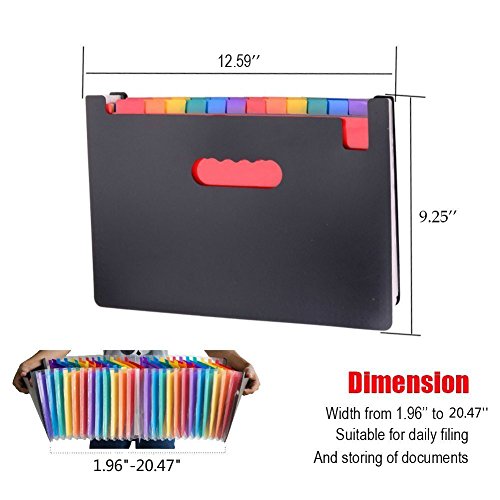 24 Pockets High Capacity Multicolour Accordian File Organizer Portable Stand Expandable Business Accordian Folders Plastic A4 Letter Size Expanding File Folder - Thumbnail 2