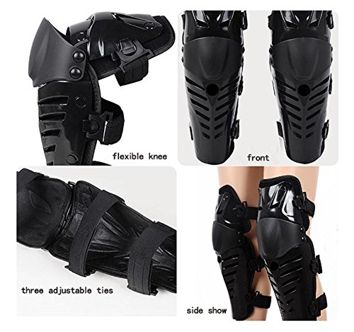 Rungear 1 Pair Adults Fashion Knee Shin Armor Protect Guard Pads Accessories Plastic Cement Hook Motorcycle Motocross Racing (Black)